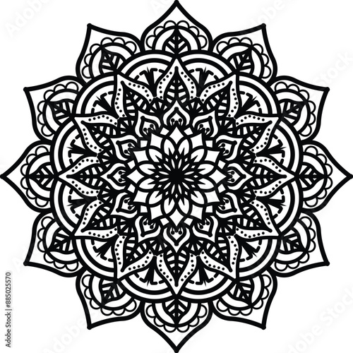 Mandala. Vintage Round Ornament Pattern. Stylized Ornamental Flower. Decorative element for any kind of design. Coloring book.