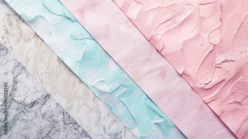 Wallpaper Mural Debossed Marble, Matte Leather Texture, Nature and Pastel Background, blend of debossed marble and matte leather textures over a serene pastel-colored nature scene Torontodigital.ca