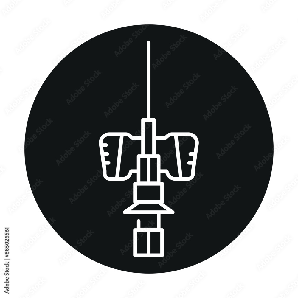 Catheter line black icon