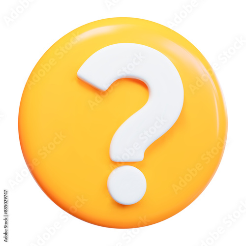 3d yellow question mark. Faq problem solution symbol. Vector illustration on isolated background.