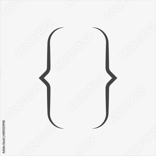 Curly braces icon. Text brackets for messages, quotas, dialogs. Punctuation  symbol