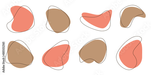 Modern liquid irregular blob shape abstract element with line. Random blotch, organic blob shape, stone silhouette, Ink stain. flat style design fluid vector illustration