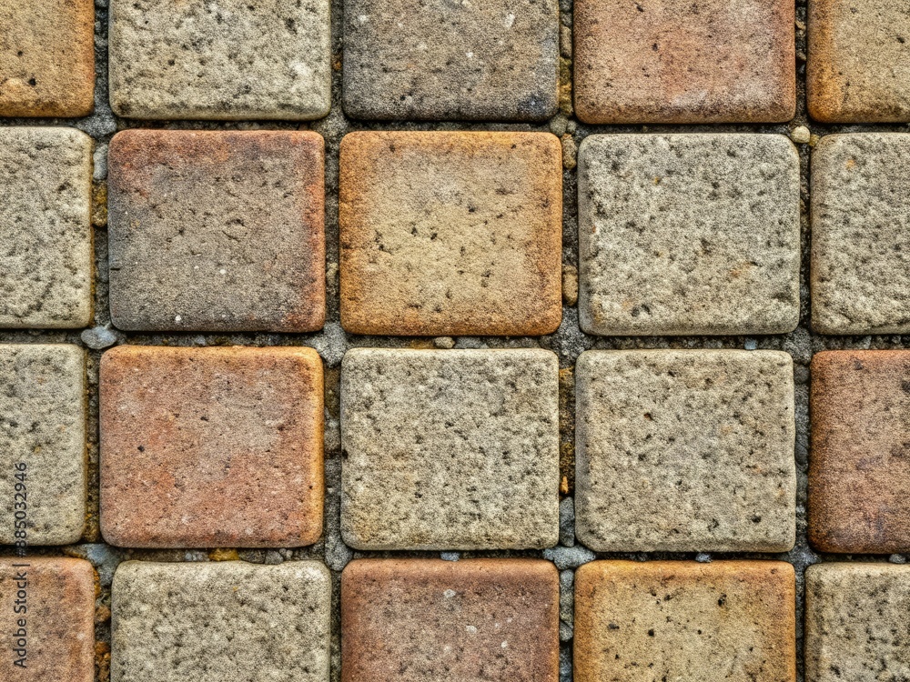 Rustic, weathered, single-sided cement block paving stone with intricate texture, visible aggregate, and subtle color variations, perfect for backgrounds or abstract representations. Rustic, weathered, single-sided cement block paving stone with intricate texture, visible aggregate, and subtle color variations, perfect for backgrounds or abstract representations.