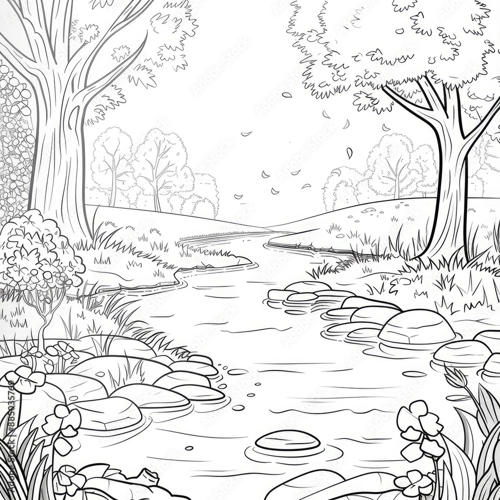 Obraz premium A black and white image with a breathtakingly beautiful landscape, capturing the serenity of nature