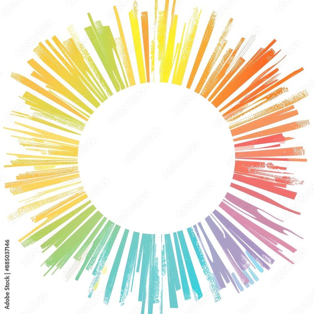 Fototapeta premium A circle frame border with light beams and diminishing perspective, adding depth and brightness