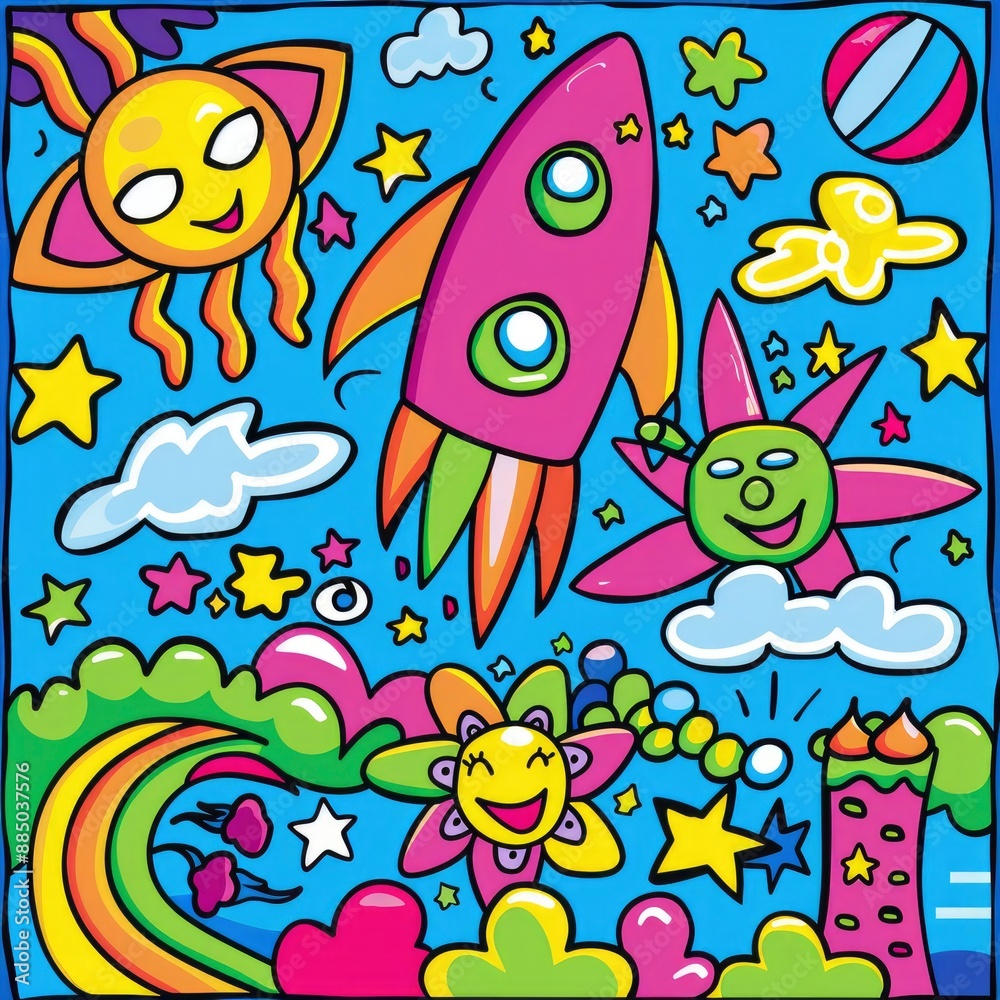 Obraz premium A color vector illustration of a kids' activity coloring book page with pictures, promoting learning