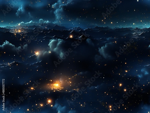 Night sky with stars and ne...