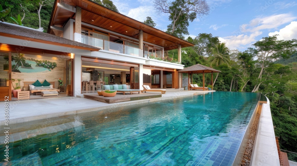 custom made wallpaper toronto digitalTranquil Retreat: Elegant Estate Showcasing a Welcoming Pool Oasis