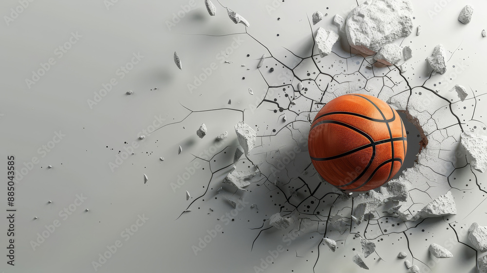  The basketball is depicted in its classic orange color, with visible textures and seams that emphasize its spherical shape.
