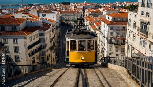 Lisbon's historic Gloria funicular links downtown to Bairro Alto