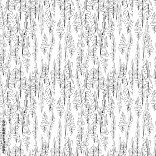 Abstract botanic seamless pattern with exotic leaves, hand drawn background.