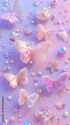 Meadow and butterflies graphics art confetti.