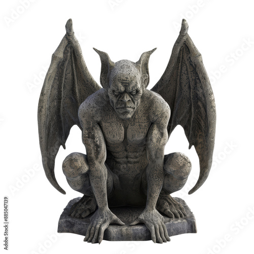 A menacing stone gargoyle with wings, perched on a ledge.