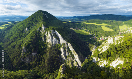 Maninska Tiesnava - Slovakia mountain panorama at sunset photo