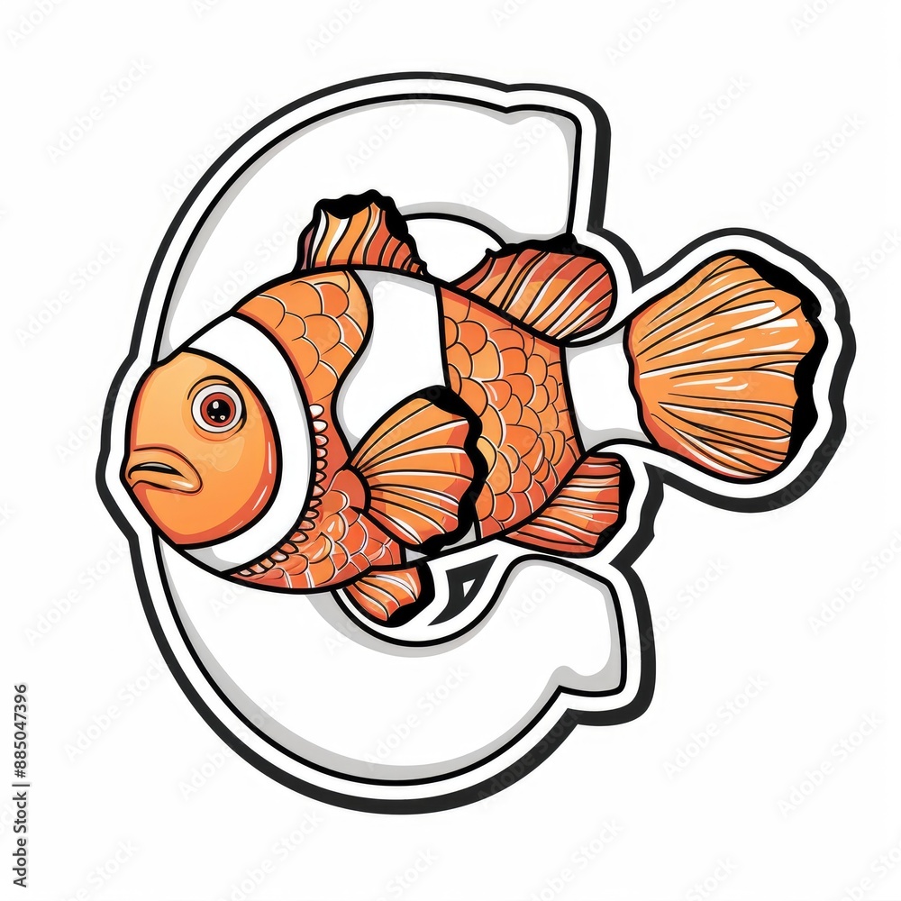 A flashcard with the letter C is for clownfish, a vector illustration promoting marine life awareness A flashcard with the letter C is for clownfish, a vector illustration promoting marine life awareness