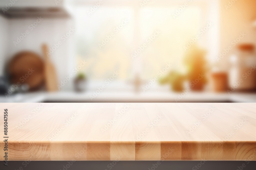 Empty wood table top and blur bokeh backgrounds kitchen window. Empty wood table top and blur bokeh backgrounds kitchen window.