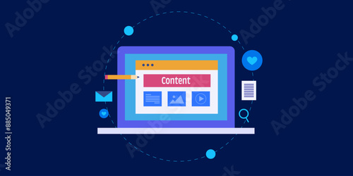Content creation and marketing concept. Vector illustration.