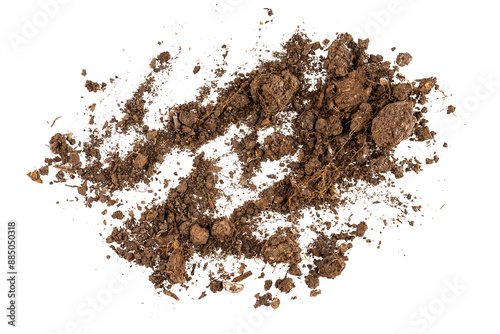 a pile of soil, brown dirt ground powder, graphic element isolated on a transparent background