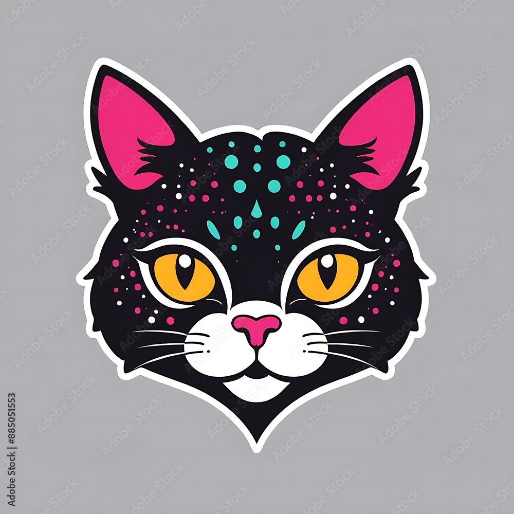 Minimalist cat head mascot design, heart shape symbol for t-shirt or jacket design, cat lover community, simple color logo design Minimalist cat head mascot design, heart shape symbol for t-shirt or jacket design, cat lover community, simple color logo design