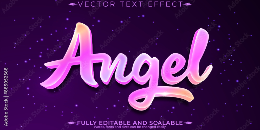 Naklejka premium Angel text effect, editable heaven and dove text style