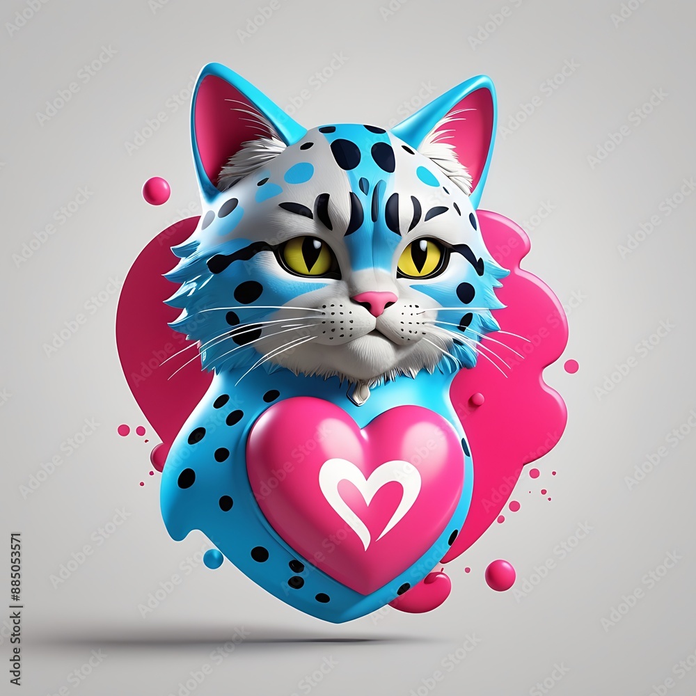 Minimalist cat head mascot design, heart shape symbol for t-shirt or jacket design, cat lover community, simple color logo design Minimalist cat head mascot design, heart shape symbol for t-shirt or jacket design, cat lover community, simple color logo design