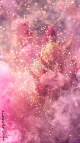 Pink fireworks photo crystal glitter blossom.