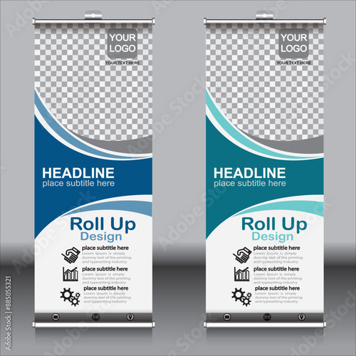 Corporate business roll up banner standee template design, modern creative layout design bundle set for business advertising promotion marketing ads, creative roll up banner design template.