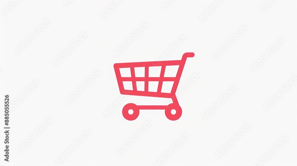 A minimalist shopping cart icon with a simple design, isolated on a pure white background. A minimalist shopping cart icon with a simple design, isolated on a pure white background.