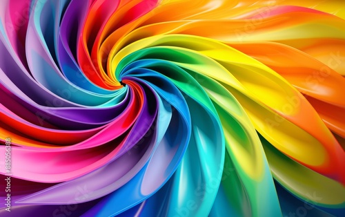 An abstract, rainbow-colore...