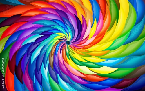 An abstract, rainbow-colore...