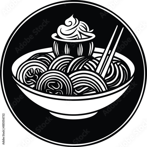 chinese noodles plate vector design