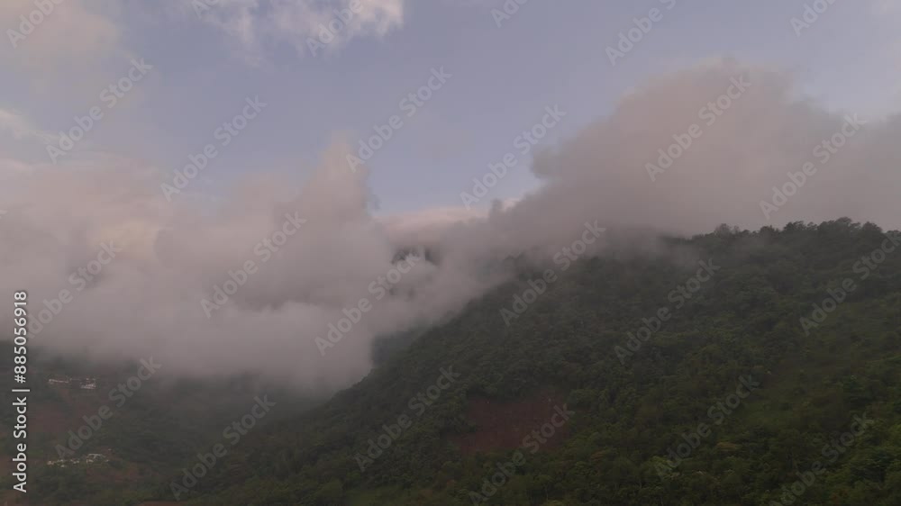 aerial view, clouds and mountains