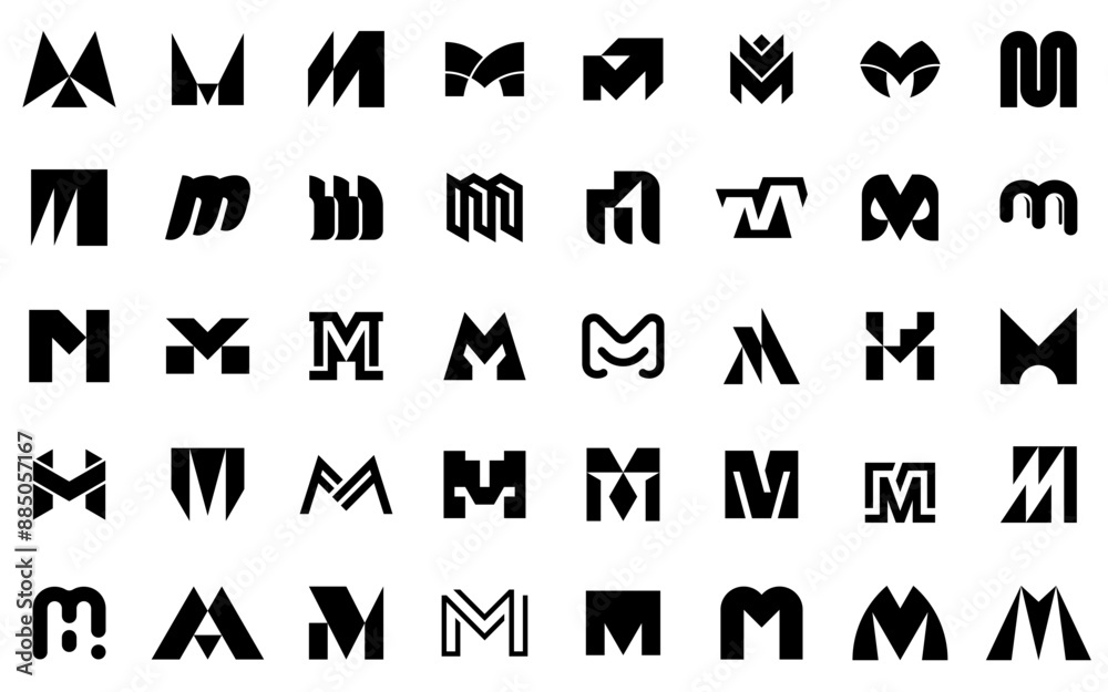 Abstract logos collection with letter M. Geometric abstract logos. Icon design Abstract logos collection with letter M. Geometric abstract logos. Icon design