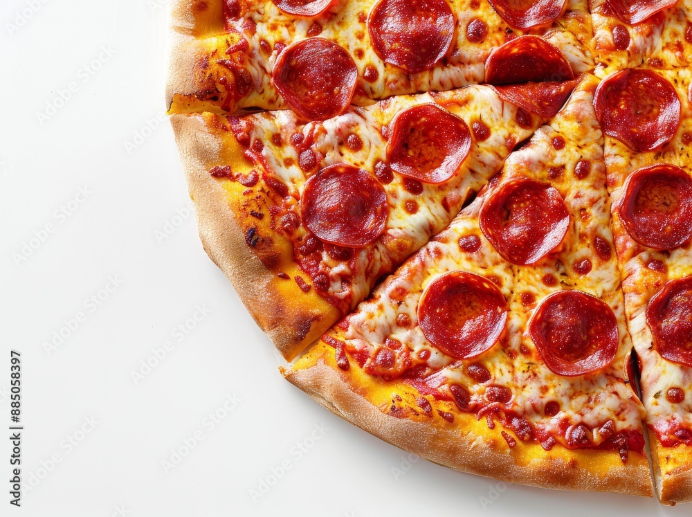 flavorful freshly baked Italian pizza with fresh ingredients homemade Italian pizza on a white background flavorful freshly baked Italian pizza with fresh ingredients homemade Italian pizza on a white background