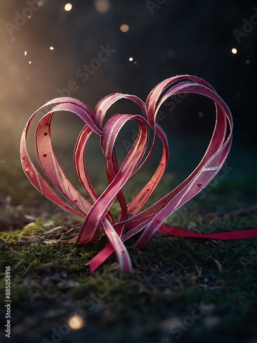 Magical ribbon hearts creating enchantmen photo