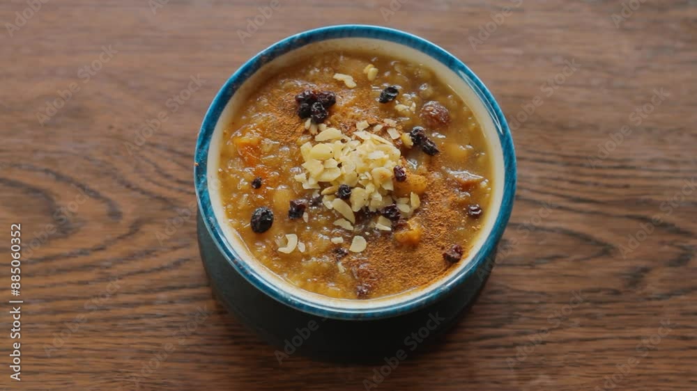 A bowl of traditional Turkish dessert; Ashura or Aşure