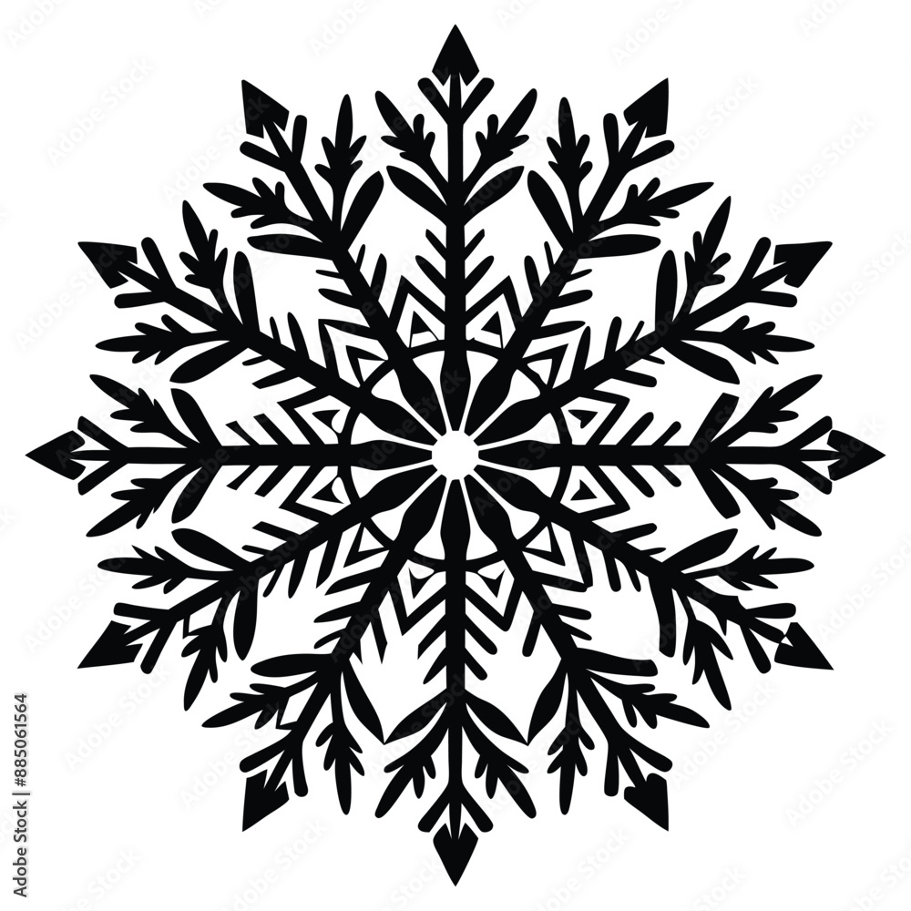 Christmas Winter Snowflake Silhouette Vector on White Background Christmas Winter Snowflake Silhouette Vector on White Background