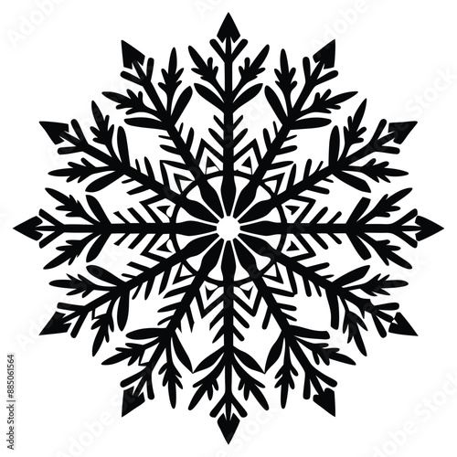 Christmas Winter Snowflake Silhouette Vector on White Background