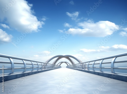Asphalt road under blue sky with white clouds, perspective view. photo