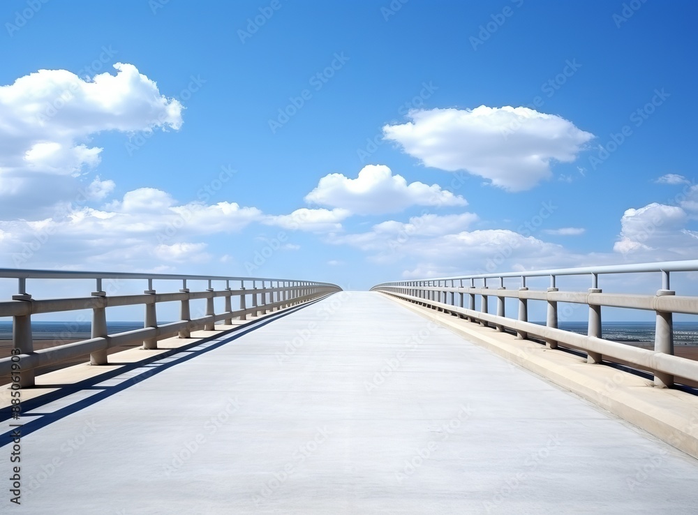 Asphalt road under blue sky with white clouds, perspective view. Asphalt road under blue sky with white clouds, perspective view.