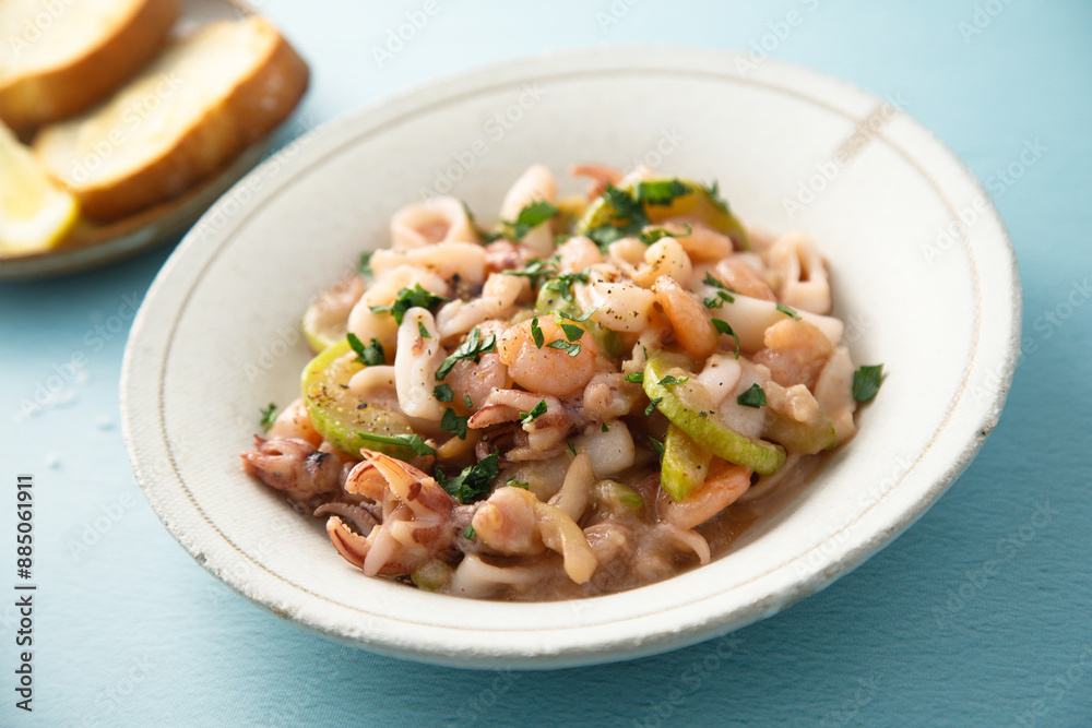 Healthy seafood ragout with courgette Healthy seafood ragout with courgette