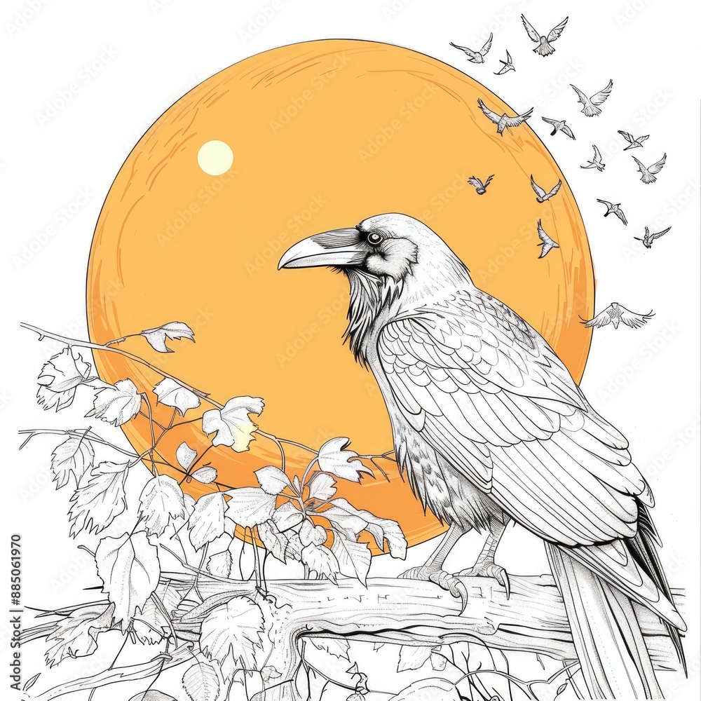 Fototapeta premium A raven bird, a detailed and captivating illustration