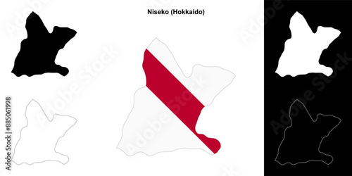 Niseko (Hokkaido) outline map set