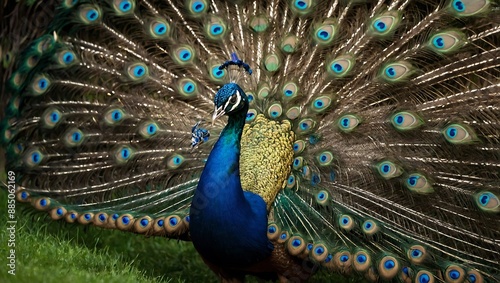 Majestic peacock displaying vibrant plumag photo