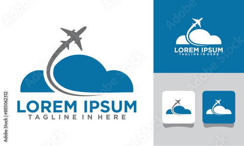 icon set logo airplane cloud