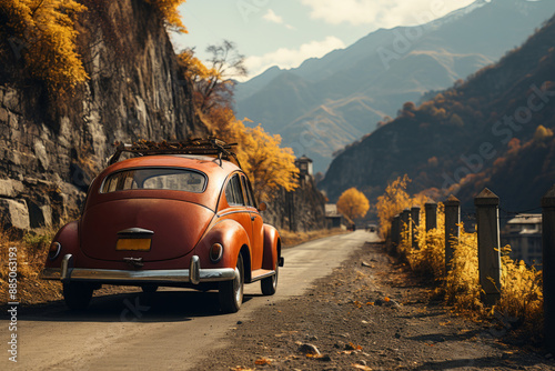 Vintage car on the road in ...