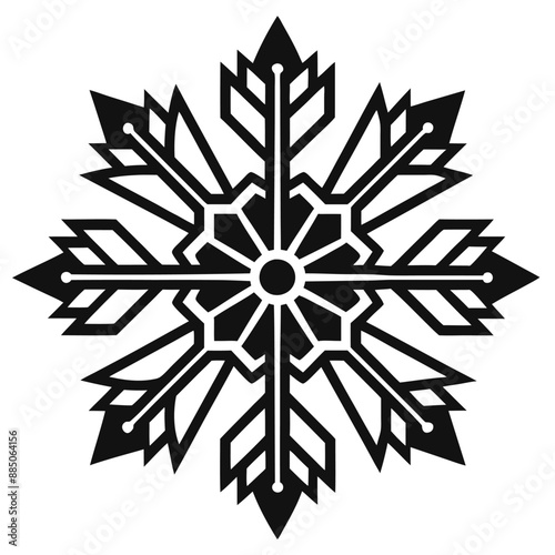 Christmas Winter Snowflake Silhouette Vector on White Background