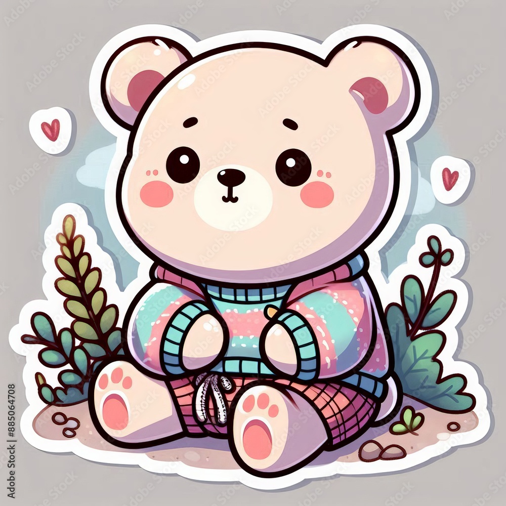 Naklejka premium teddy bear sticker on transparent background