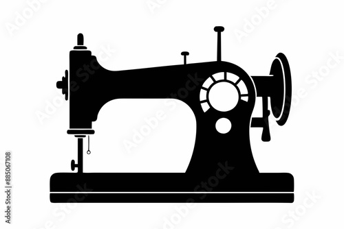 
Sewing machine silhouette, sewing machine old retro vintage icon vector illustration
