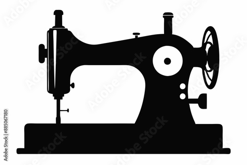 
Sewing machine silhouette, sewing machine old retro vintage icon vector illustration
